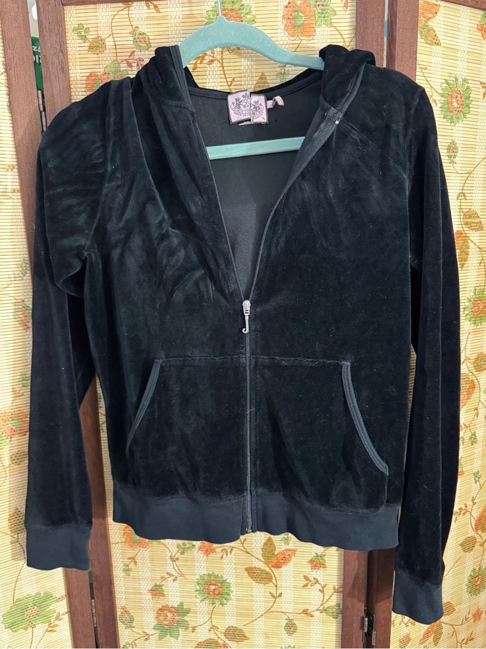 Juicy Couture Black Velour Zip Hoodie